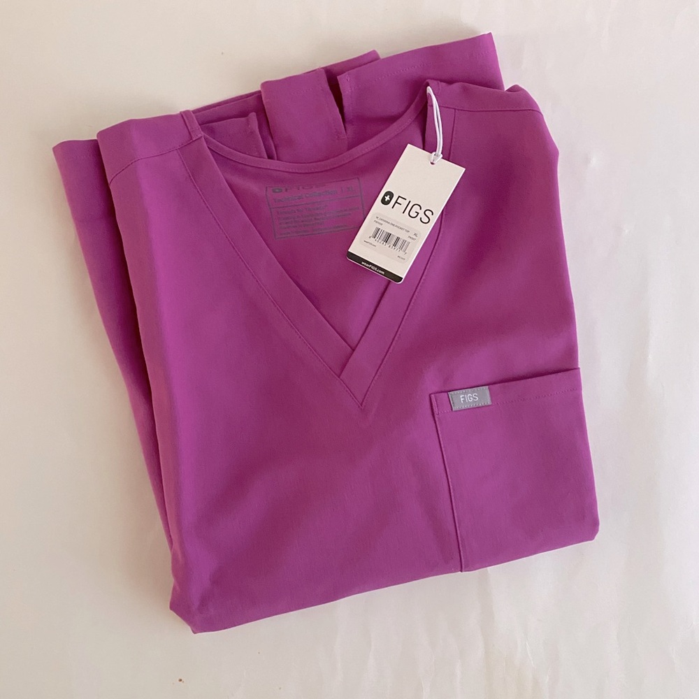 Figs Women's V-Neck Medical Scrub Top in Magenta